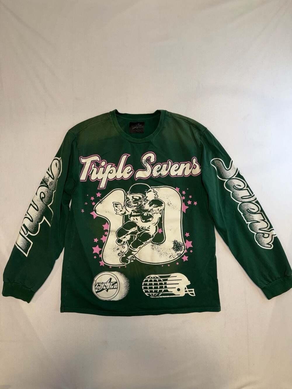 Triple Sevens Peaceful People Eaters Football Long Sleeve Shirt Green Size L